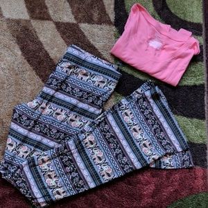 BOGO set Elephant flarred pant and t-shirt